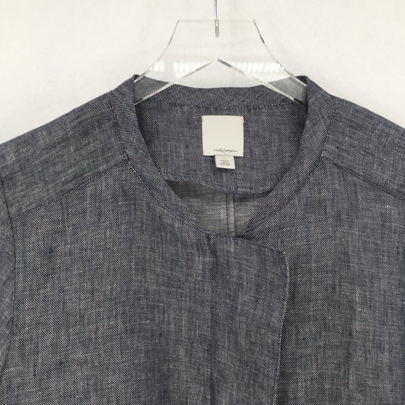 Halogen blue white linen zipper bomber jacket L - Picture 5 of 6